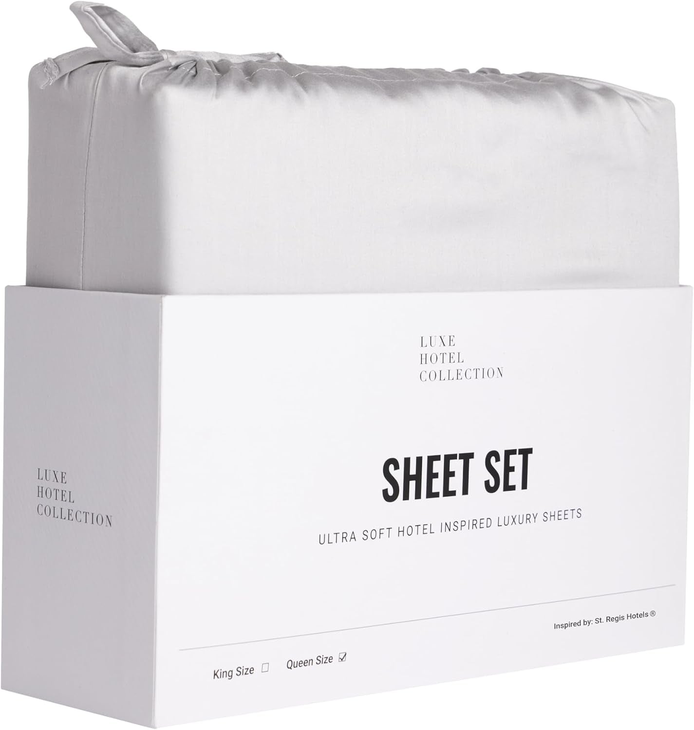 Luxury Sateen Cotton Sheet Set – 100% Certified Extra-Long-Staple Cotton – Ultra-Soft, Breathable & Smooth – the St Regis Hotel Luxe Cotton Blend Sheet Set (Silver, Queen (U.S. Standard)