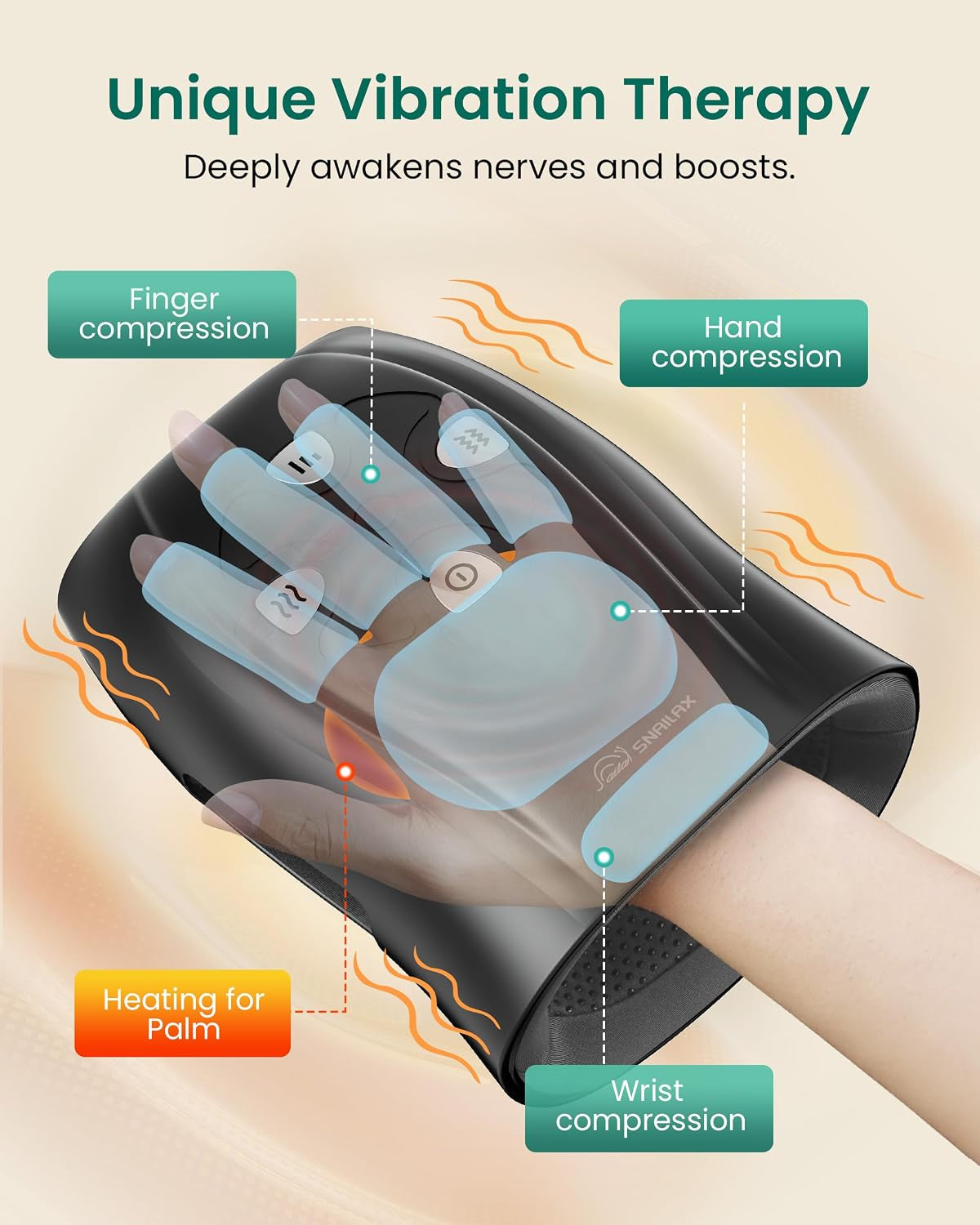 Hand Massager with Heat and Compression, Vibration, Cordless Hand Massager for Arthristis, Carpal Tunnel, Gifts for Women, Men, Mom(Black) | Optional Vibration, 3 Massage Modes, Finger, Palm & Wrist, 90-Min Runtime, 10-Min Auto-Off, Fits Both Hands, Carpal Tunnel