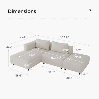 Soft Corduroy Sectional Sofa Set