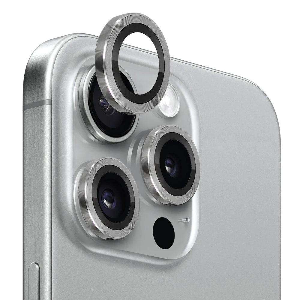 100Pcs for Iphone 15 Pro Max 14 13 12 11 plus Mini CD Style Metal Camera Lens Cover 3D Alloy Glass Screen Protector