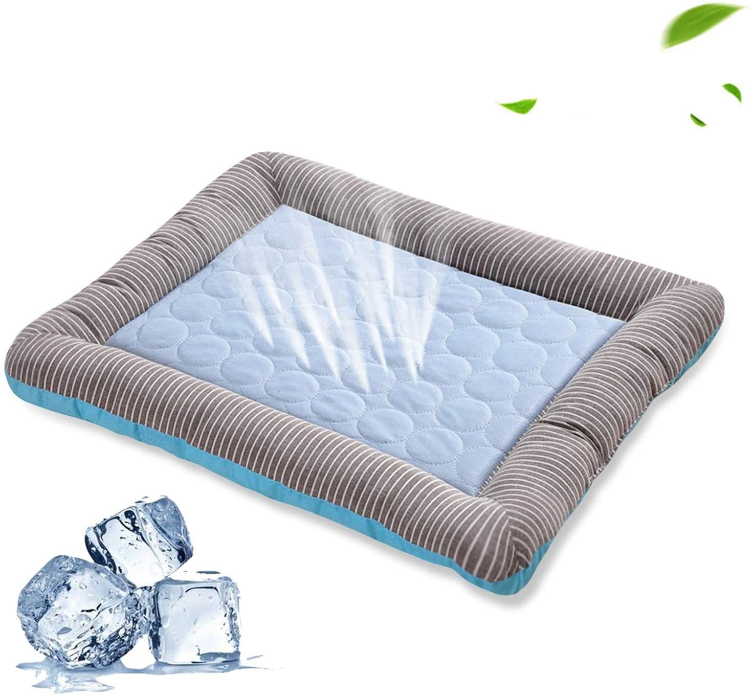 Tapis rafraîchissant pour animaux de compagnie, lit pour chiens, chats, chiots, chatons, tapis rafraîchissant pour animaux de compagnie, couverture en soie glacée, matériau doux pour dormir en été, bleu, respirant