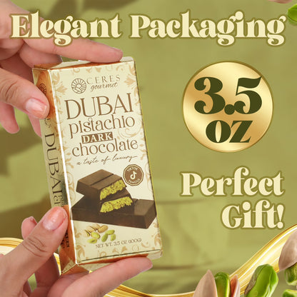 Dubai Pistachio Kunafa Bars, Indulgent Dark Chocolate, 3.5 Oz