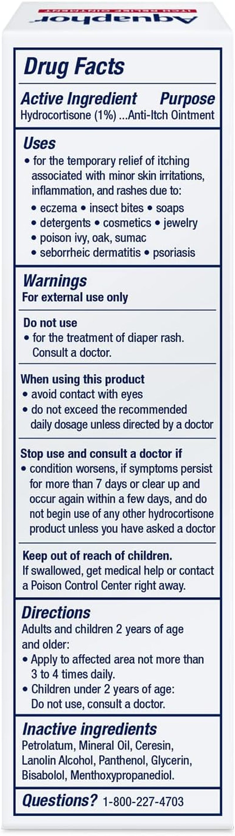 Children'S Itch Relief Ointment, 1% Hydrocortisone anti Itch Ointment for Skin Irritation, Insect Bites, Psoriasis, Skin Rashes Eczema & Poison Ivy, Fragrance Free, 1 Oz Tube, Pack of 2