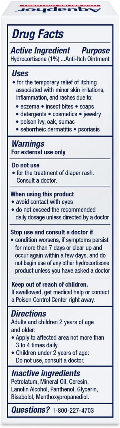 Children'S Itch Relief Ointment, 1% Hydrocortisone anti Itch Ointment for Skin Irritation, Insect Bites, Psoriasis, Skin Rashes Eczema & Poison Ivy, Fragrance Free, 1 Oz Tube, Pack of 2