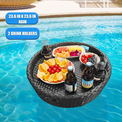 Floating Tray for Pool，Floating Pool Tray, Floating Tray - Floating Pool Table, Ideal for Food & Drinks - Floating Table for Pool - Essential Floating Food Tray for Pool Activities(Round)