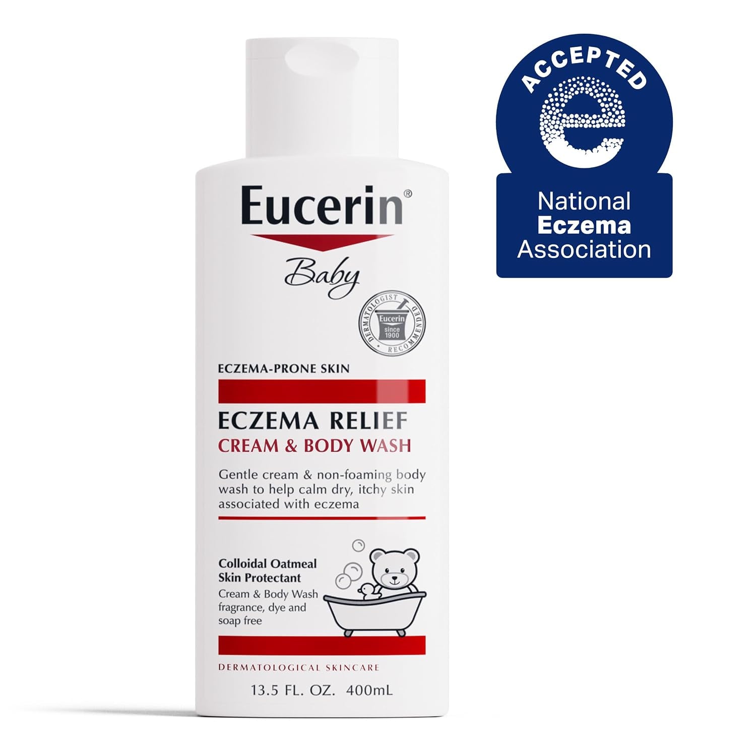 Baby Eczema Relief Cream Body Wash, Fragrance Free Eczema Body Wash for Babies with Colloidal Oatmeal, 13.5 Fl Oz Bottle