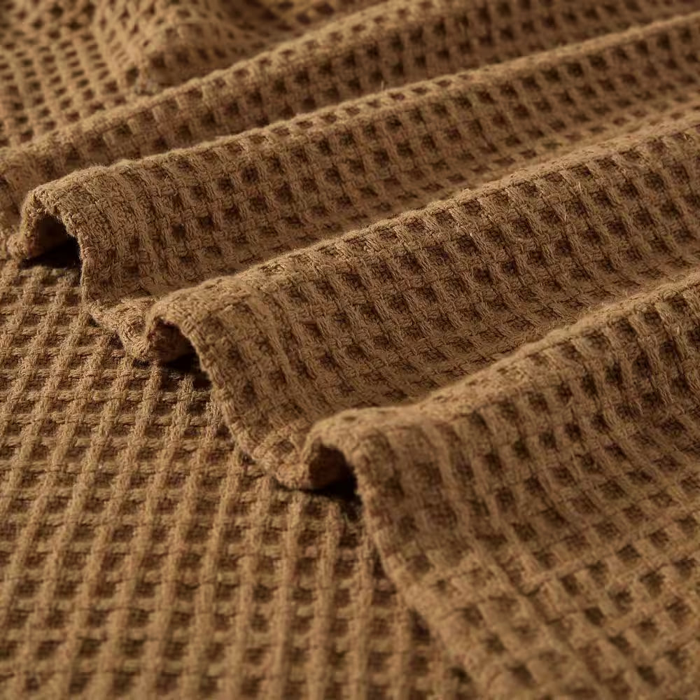 EB Solid Brown Cotton King Waffle Blanket