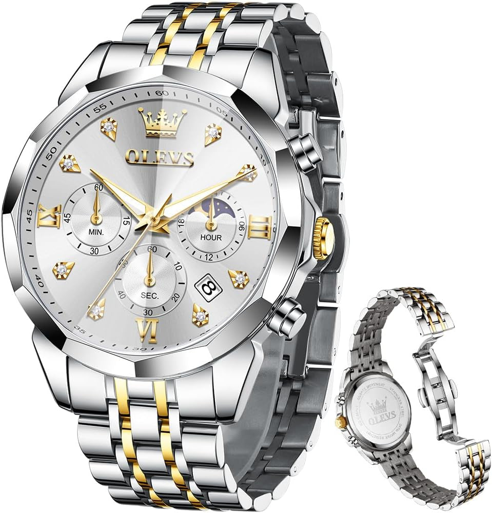 Watches for Men Luxury Diamond Casual Large Dial Watches Stainless Steel Waterproof Business Dress Analog Luminous Date Mens Watches