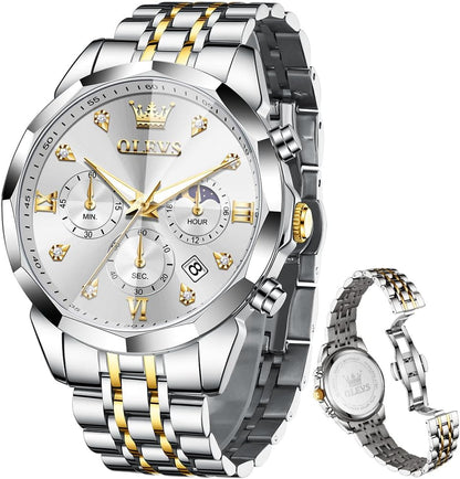 Watches for Men Luxury Diamond Casual Large Dial Watches Stainless Steel Waterproof Business Dress Analog Luminous Date Mens Watches
