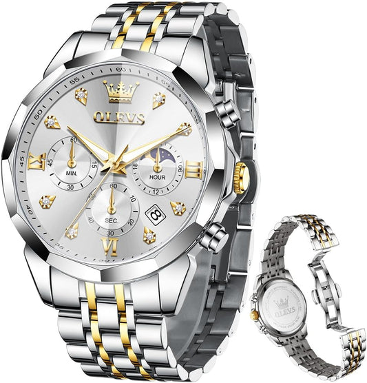 Watches for Men Luxury Diamond Casual Large Dial Watches Stainless Steel Waterproof Business Dress Analog Luminous Date Mens Watches