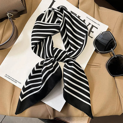 Luxury Brand 2022 Silk Square Scarf Women Cat Neck Hair Tie Band Beach Hijab Kerchief Head Headbands Bandana Female Foulard 70Cm