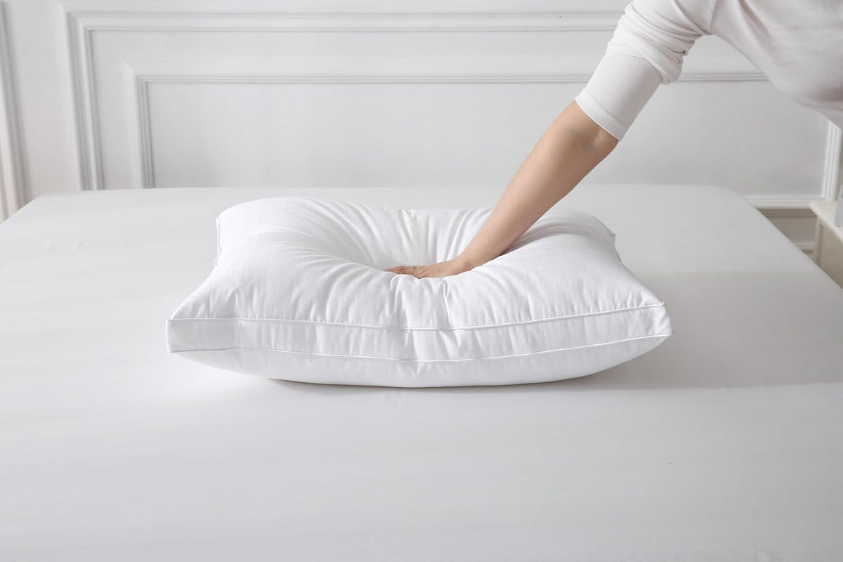 Deluxe Queen Size Bed Pillow – Ultra Soft & Comfortable – Versatile for Side, Back & Stomach Sleepers – 300TC Cotton Top – Single Pack – (Queen Size Pillow Is 20 X 30)