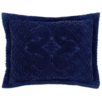 Ashton Collection in Medallion Design Navy Standard 100% Cotton Tufted Chenille Sham