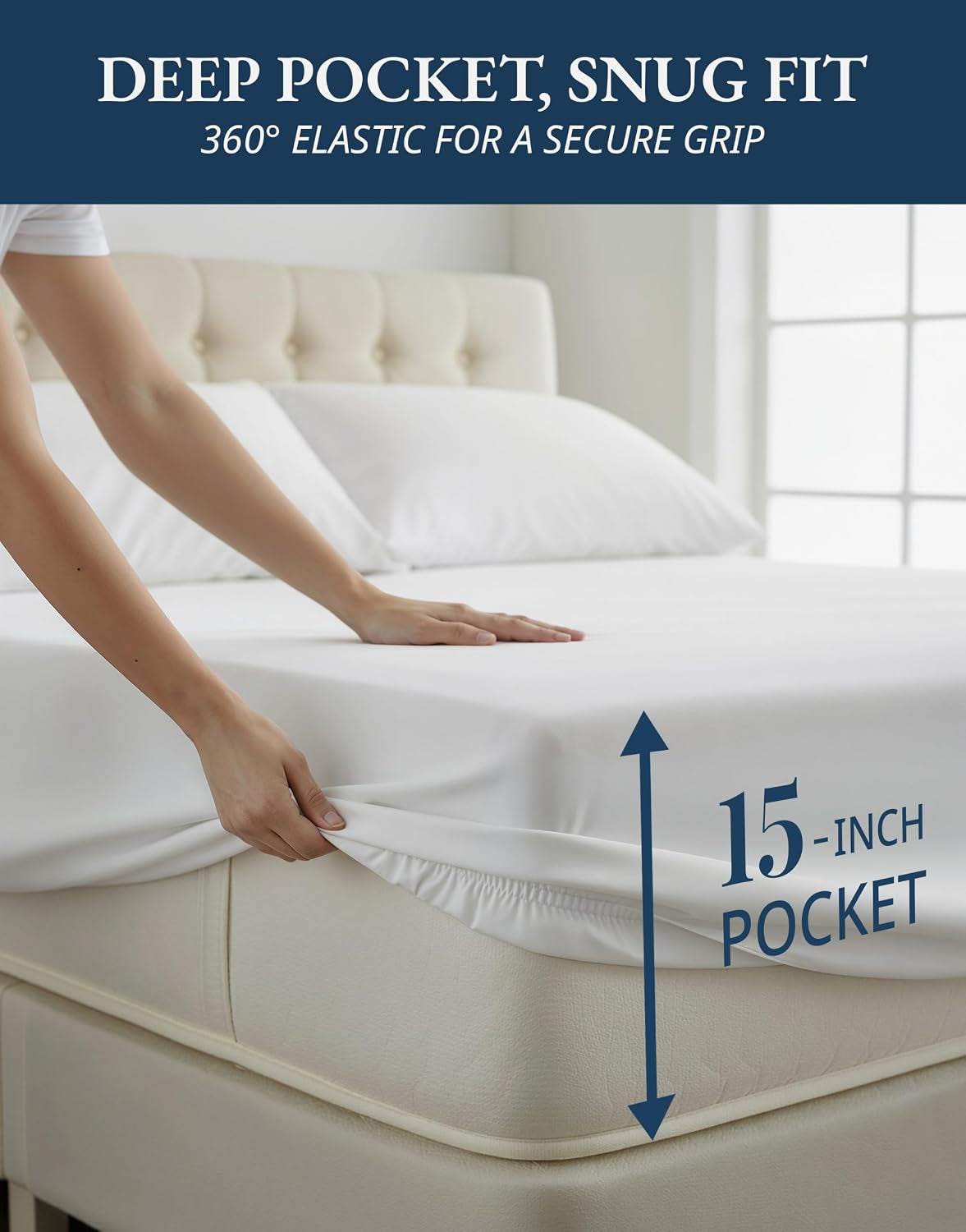 100% Egyptian Cotton Sheets Queen Size Sateen Weave - White