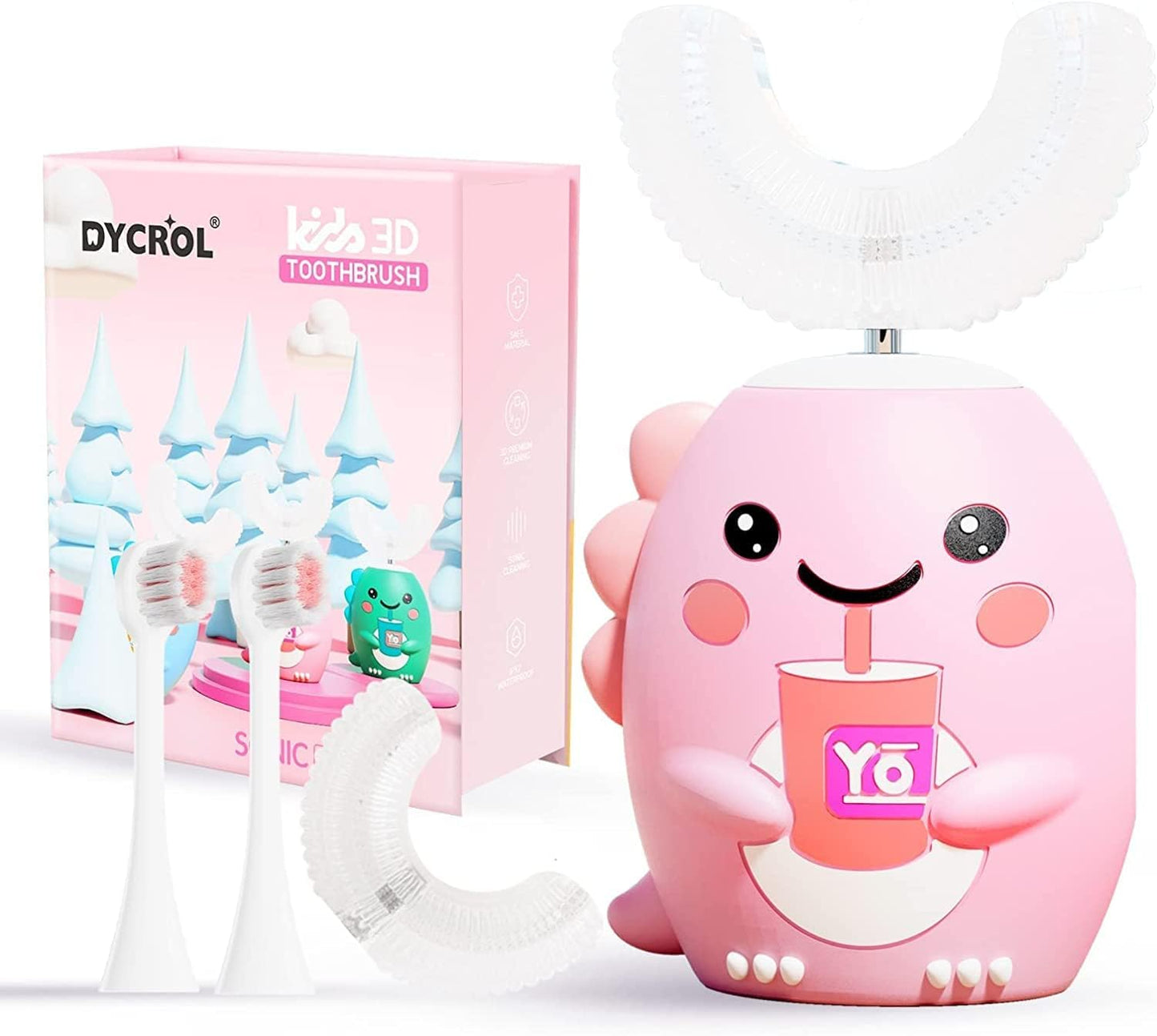 Kids U Shaped Electric Toothbrush with 4 Brush Heads, Sonic Toothbrush Kids With