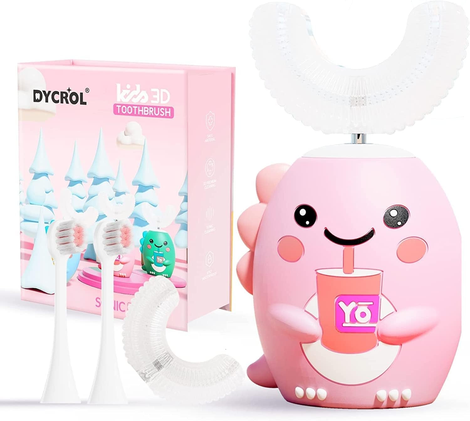 Kids U Shaped Electric Toothbrush with 4 Brush Heads, Sonic Toothbrush Kids With