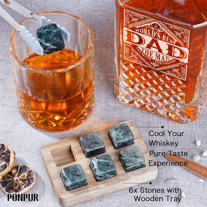 Gifts for Men Dad Fathers Day, Whiskey Decanter Set with 2 Glasses, Unique Cool Dad Birthday Gift from Daughter Son, Best Christmas Retirement Present for Man Father