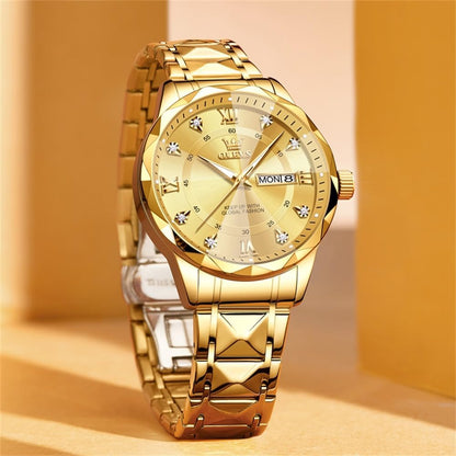 Watches for Men Luxury Diamond Casual Large Dial Watches Stainless Steel Waterproof Business Dress Analog Luminous Date Mens Watches