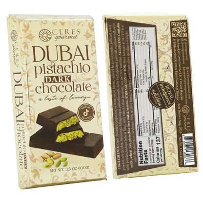 Dubai Pistachio Kunafa Bars, Indulgent Dark Chocolate, 3.5 Oz