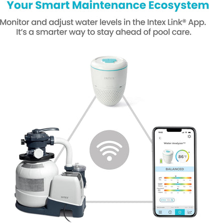 INTEX 28829EH 18Ft X 52In Ultraluxe Premium above Ground Swimming Pool Set with Smart Wi-Fi Enabled Dual Sand Filter Pump Saltwater System and Water Analyzer, Retractable Pool Ladder