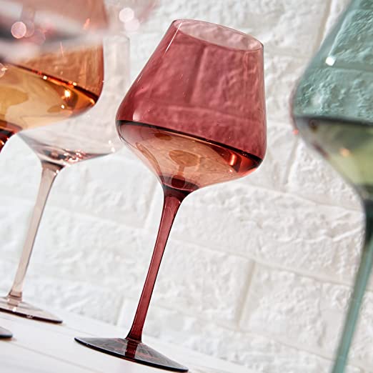 Colored Crystal Wine Glass Set Of 6