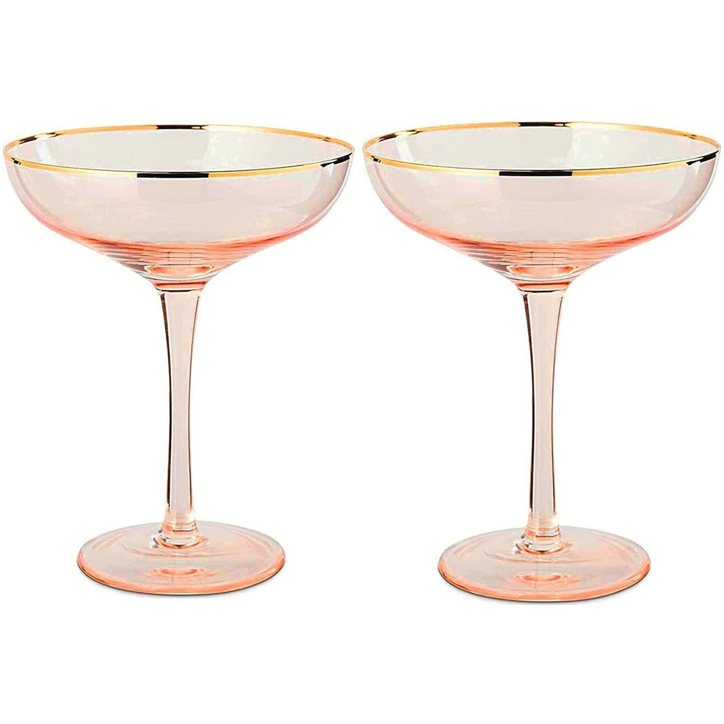 Pink Rim Martini Cocktail Glasses Premium Barware Gift Elegant Drinkware Collection