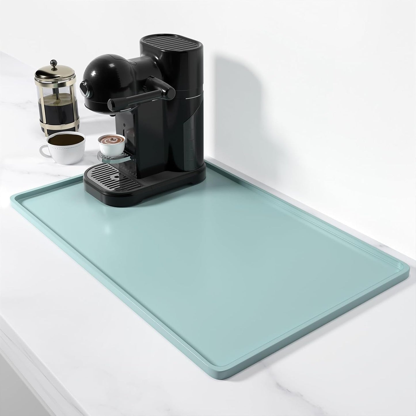 Silicone Coffee Mat, 12" X 19" Waterproof Raised Edge Coffee