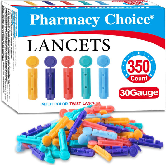 Blood Lancets,Twist Top Lancets for Lancing Devices,350 Count ，30 Gauge Diabetes Lancets for Blood Glucose Testing (Multicolored)