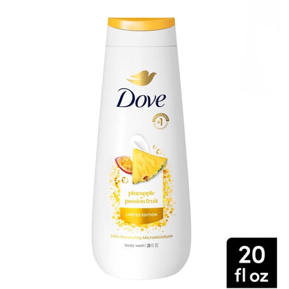 Dove Body Wash, Pineapple + Passion Fruit Scent, 24Hr Renewing Micromoisture, Limited Edition, 20 Fl Oz, 2 Pack