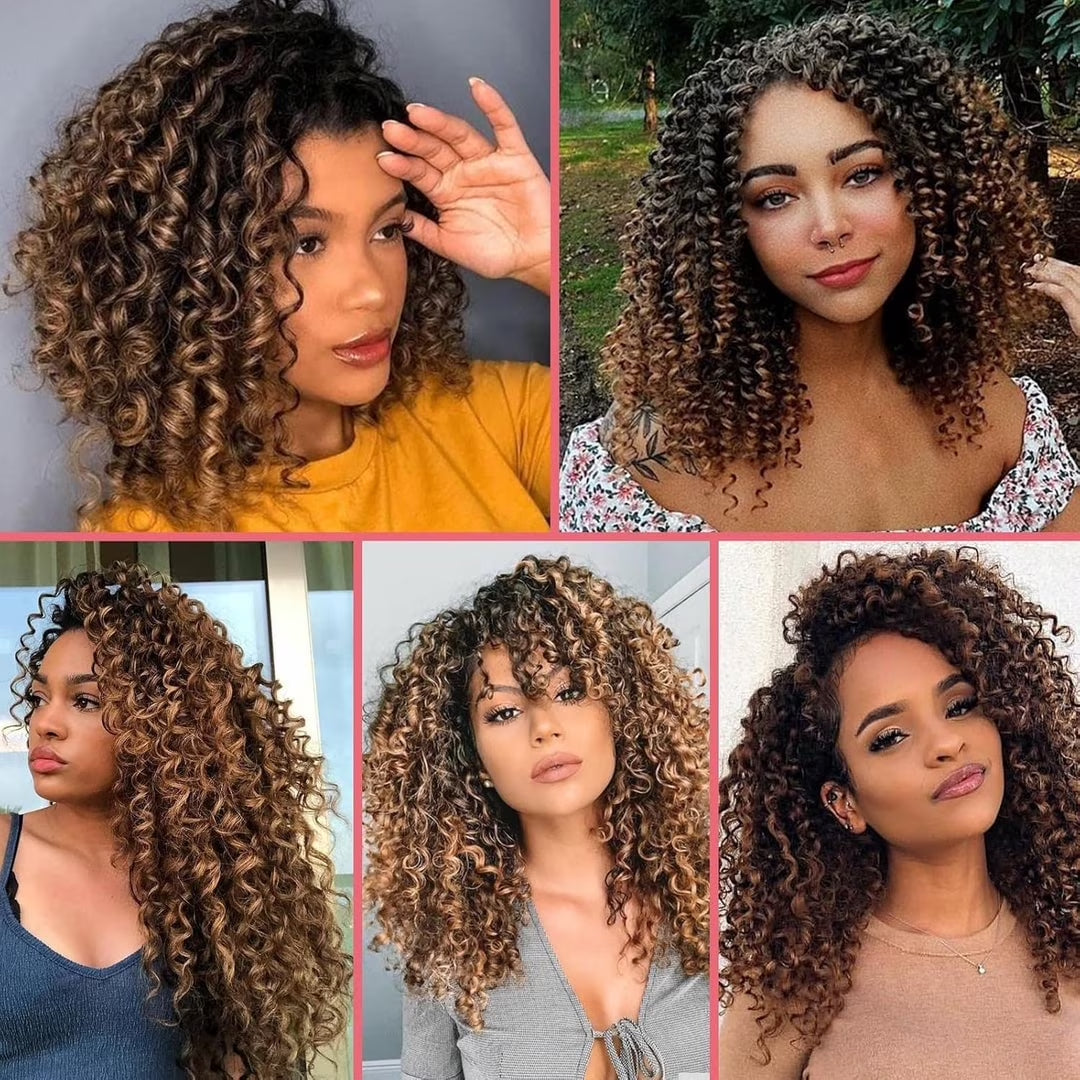 Ustar 100% Human Hair Crochet Extensions - Burmese Curly Boho Braiding Hair (50G/Pack)