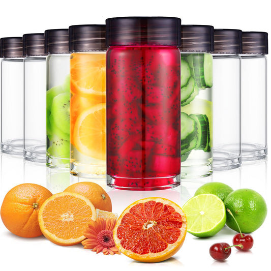 Reusable Wide Mouth Glass Water Bottles 8 Pcs