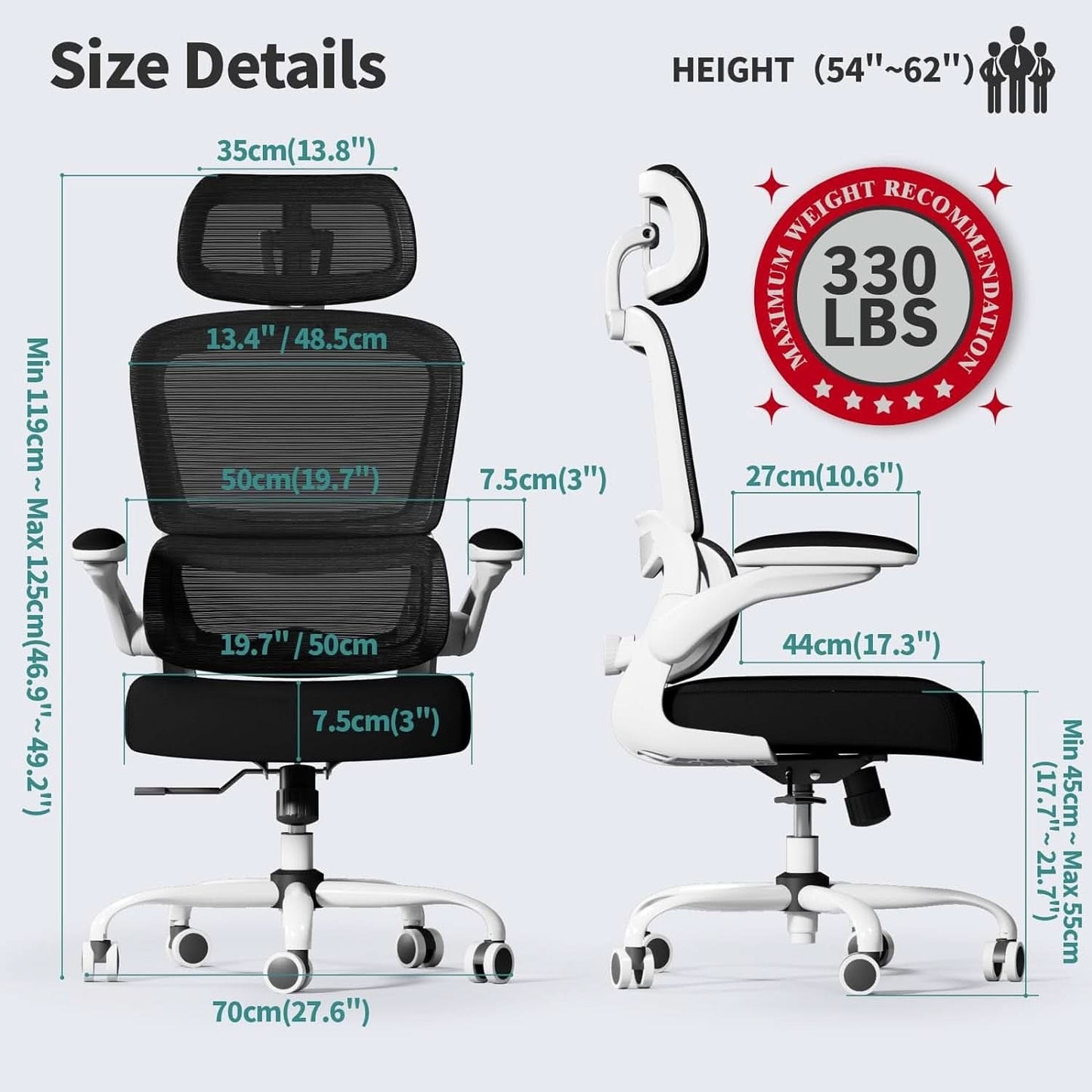 Ergonomic High Back Mesh Office Chair With Wheels Black-1