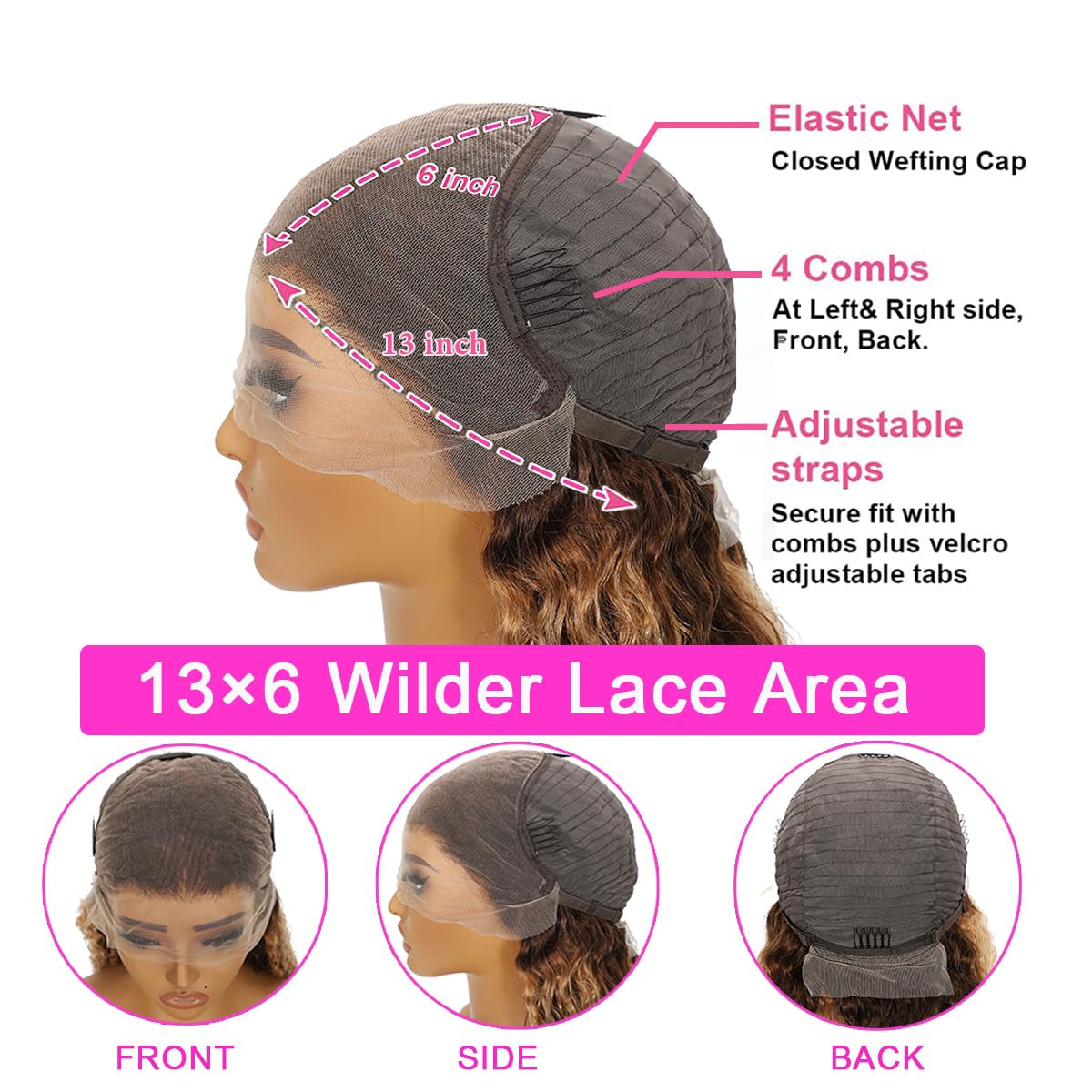 30 Inch Highlight Ombre Lace Front Wig Human Hair 200% Density 13X6 Honey Blonde 4/27 Deep Wave Glueless Pre Plucked HD Lace Frontal Wigs for Women