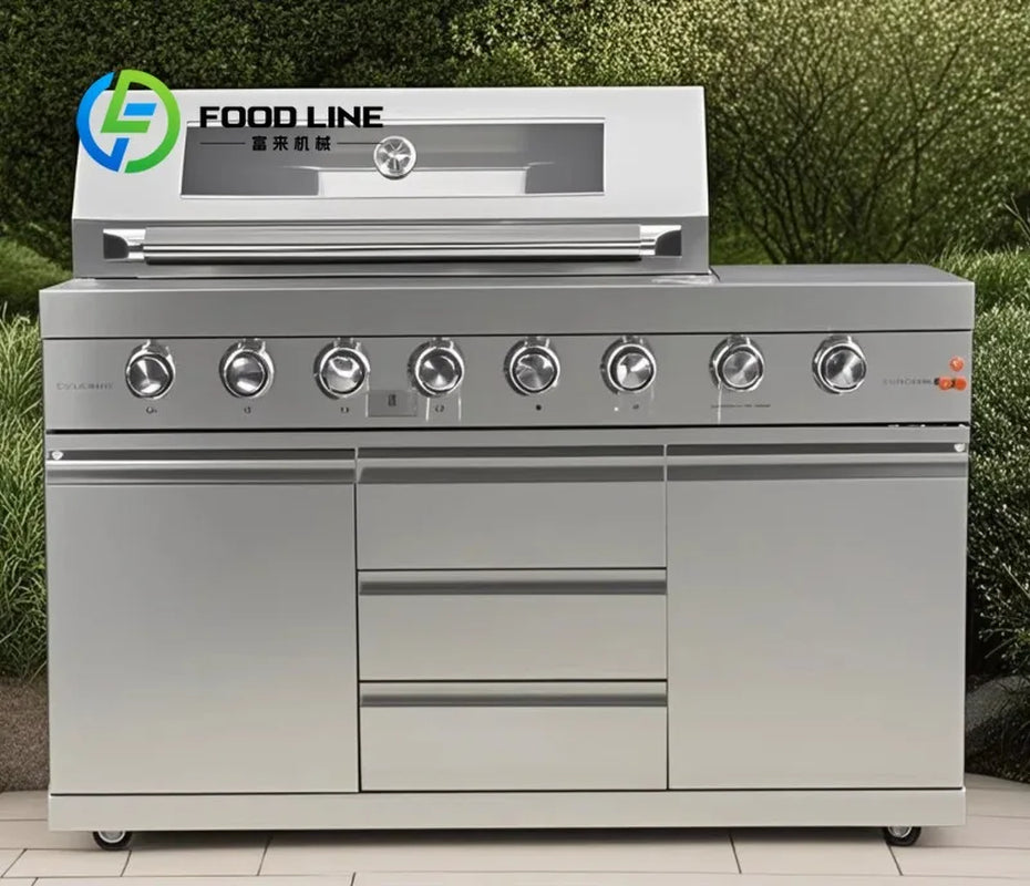 2026 Modern Luxury Outdoor Cabinets Kitchen Set with Bbq and Fridge Home Garden Barbecues Grill Outdoor Bbq Grills Customize