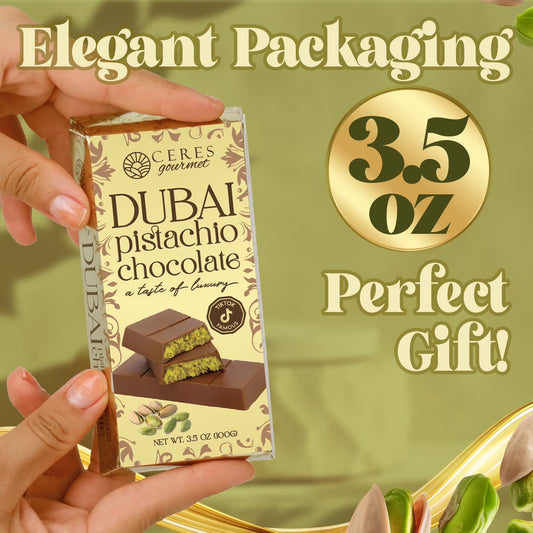 Dubai Chocolate Bar Pistachio with White Chocolate Kunafa 3.5 Oz