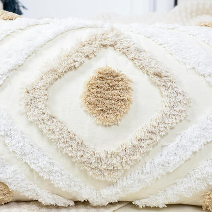 Modern Long Lumbar Throw Pillow Cover 12 X 24,Cotton and Linen Tufted Decorative Boho Long Lumbar Pillow Case for Couch Sofa Bed Farmhouse Chair Outdoor,Khaki&Beige&White