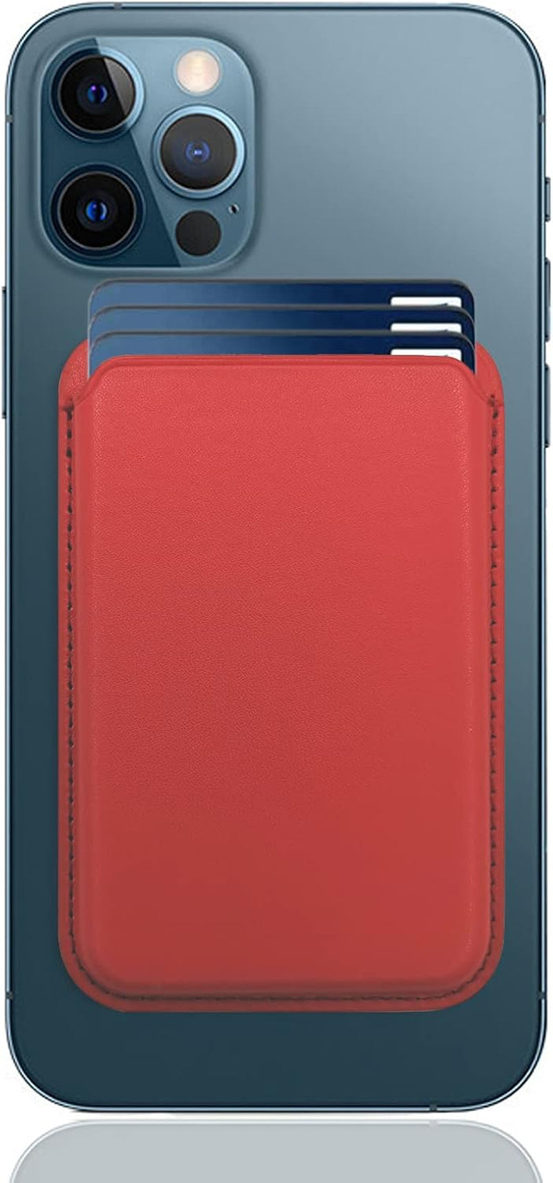 Magnetic Wallet Compatible with Magsafe for Iphone 17 16 15 14 13 12 Pro Max plus Model, None-Cutout Mag 3 Safe Card Holder Stick on for Apple Cell Phone, Crimson
