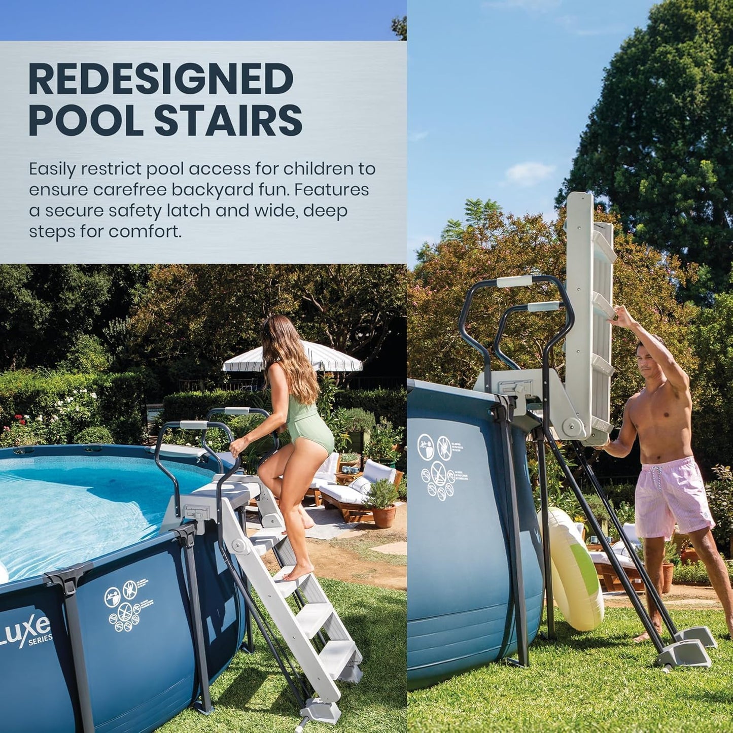 INTEX 28829EH 18Ft X 52In Ultraluxe Premium above Ground Swimming Pool Set with Smart Wi-Fi Enabled Dual Sand Filter Pump Saltwater System and Water Analyzer, Retractable Pool Ladder