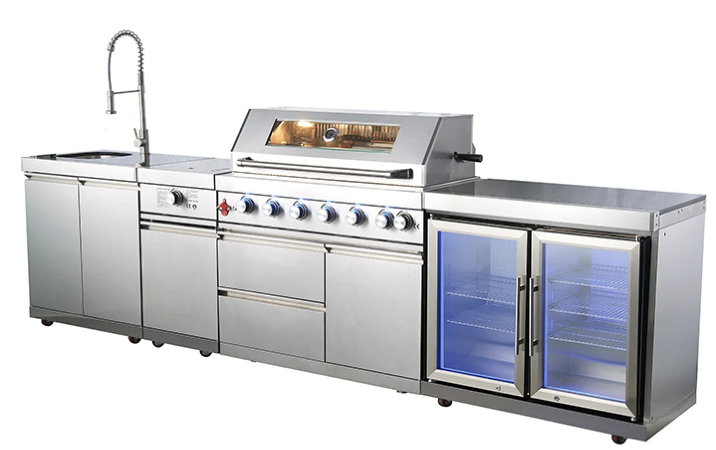 2026 Modern Luxury Outdoor Cabinets Kitchen Set with Bbq and Fridge Home Garden Barbecues Grill Outdoor Bbq Grills Customize