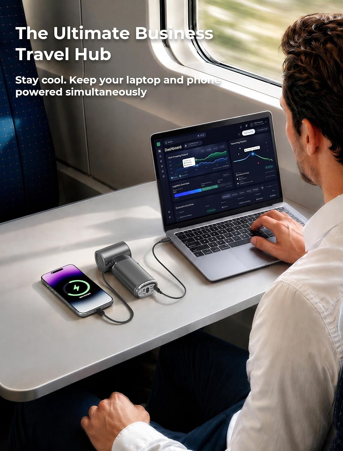 Portable Handheld Fan, Ice Cooling, 22.5W 10000Mah Power Bank | Contact Cooling Pad. 16500 RPM Turbo. Built-In Type-C Cable. 35H Runtime. Metal Shell. Stadium & Soccer Game Essentials.