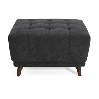 Ansel Mid-Century Modern Charcoal Grey Chenille Upholstered Square Tufted Accent Ottoman