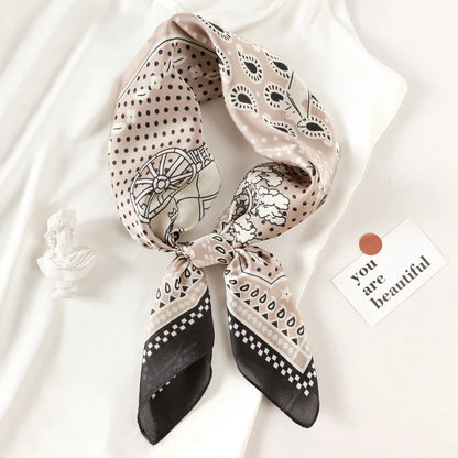 Luxury Brand 2022 Silk Square Scarf Women Cat Neck Hair Tie Band Beach Hijab Kerchief Head Headbands Bandana Female Foulard 70Cm
