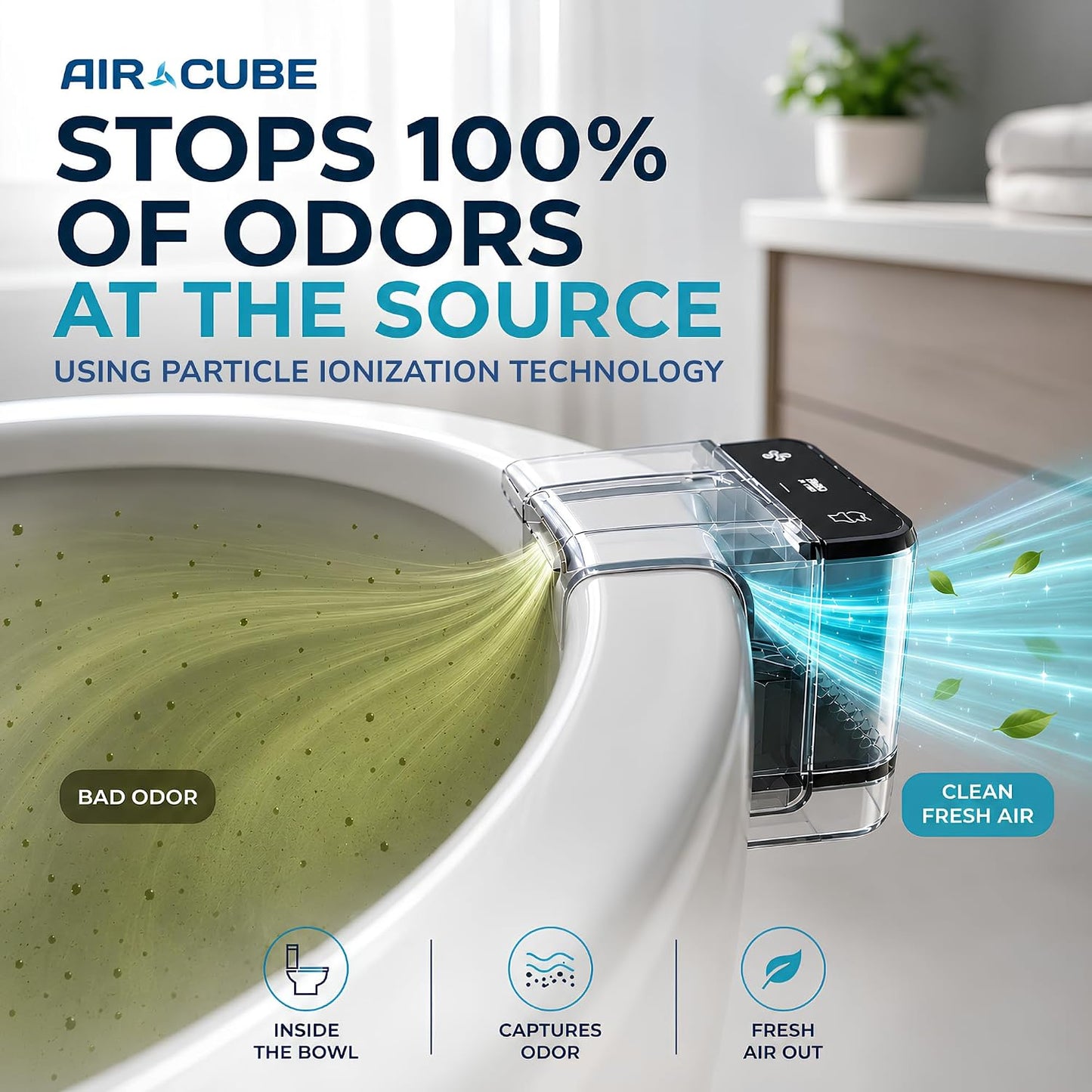 Aircube Rechargeable Automatic Toilet Odor Eliminator