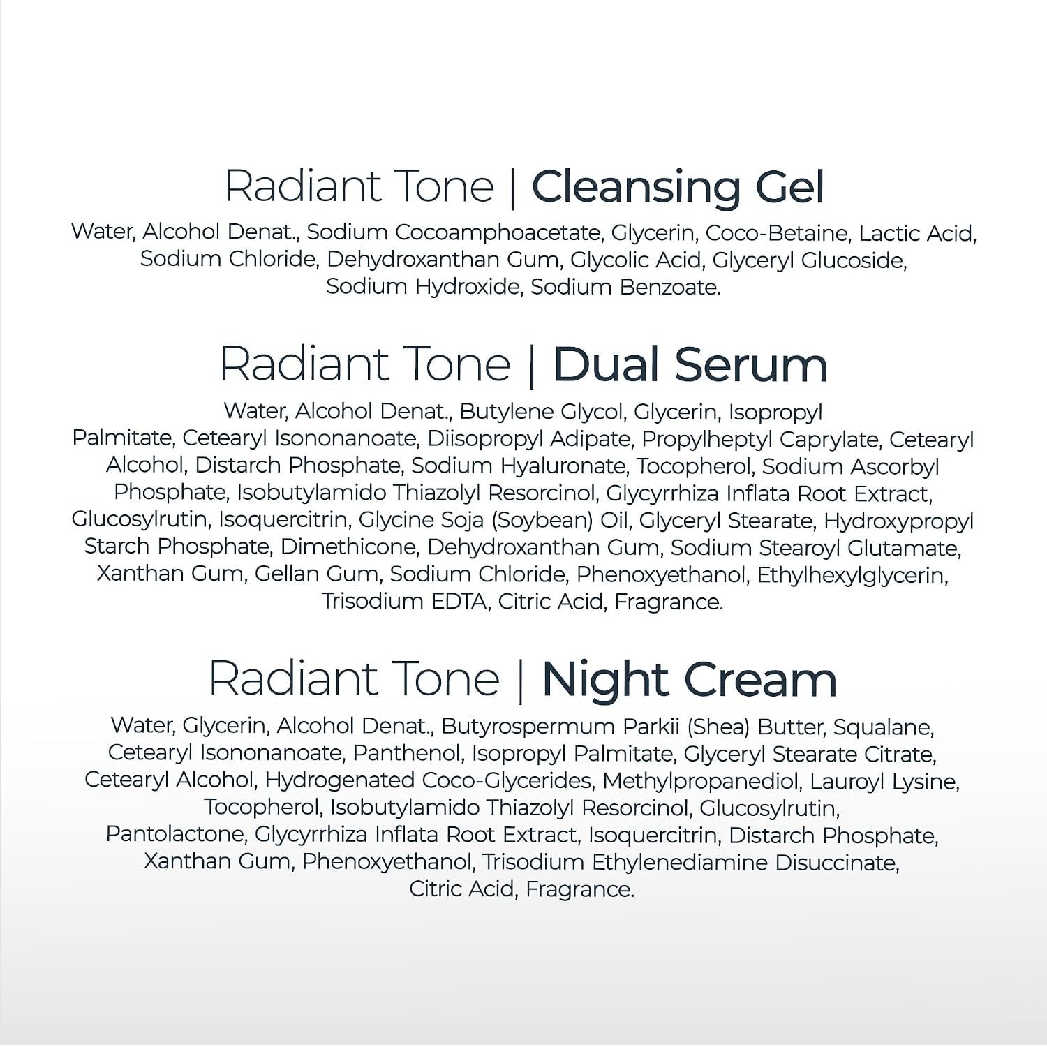 Radiant Tone Night Skin Routine Bundle, Variety Pack, 3 Items