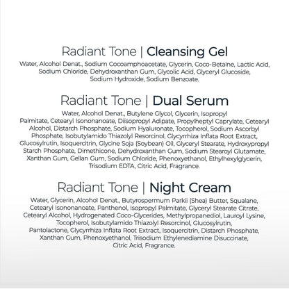 Radiant Tone Night Skin Routine Bundle, Variety Pack, 3 Items