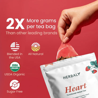 Herbaly Heart Organic Herbal Tea - Heart Health & Circulation, 28 Ct
