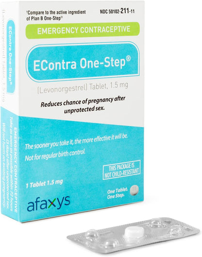 Econtra One-Step® Emergency Contraceptive, 1.5 Mg (1 Levonorgestrel Tablet) Compares to Plan B One-Step®
