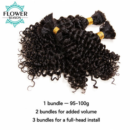 Bulk Human Hair for Braiding Wholesale Burmese Boho Braids Human Hair Extensions No Weft Double Drawn Curly Hair Bulk 3Bundles