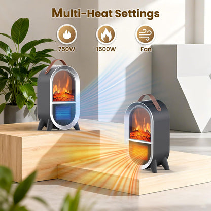 Portable Electric Fireplace Heater for Home Office, Black