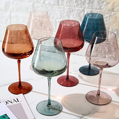 Colored Crystal Wine Glass Set Of 6
